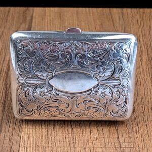 Vintage Watson Co Sterling Silver Floral Repousse Card Case 757 59g